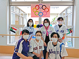 The nurses at Yukari Yutoen: Nursing and Care Director Fujiko Maeda is at center, bottom