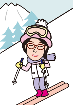 ゲレンデを滑り降りる田母神理事