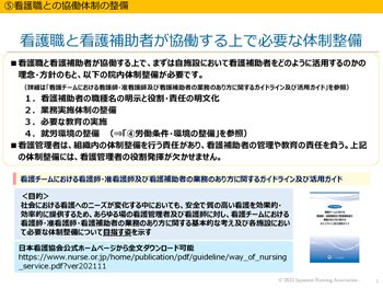 「看護師との協働体制の整備」資料の表紙