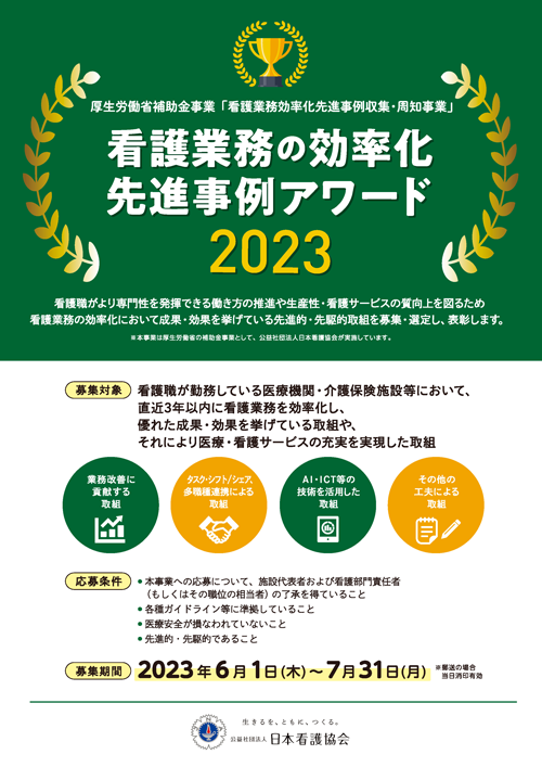 看護業務の効率化　先進事例アワード2023のチラシ画像